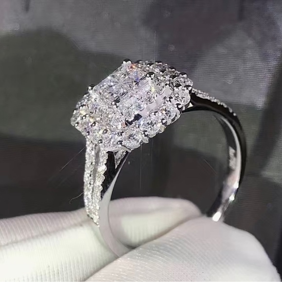 1pc Eight-Heart Eight-Diamond Micro-Set Zircon Ring, Luxury Engagement Ring SZ8 - Picture 2 of 5